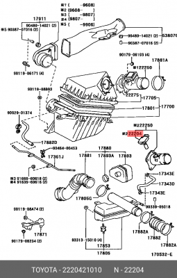 измеритель массы воздуха!\ Toyota 4Runner/Avalon/Camry/Land Cruiser 22204-21010 TOYOTA