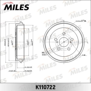 Барабан тормозной TOYOTA Corolla 03- K110722 K110722 MILES