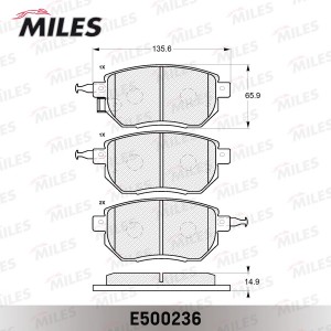 Колодки тормозные передние (Смесь CERAMIC серия PRO) INFINITI FX35/45 03-/NISSAN E500236 MILES