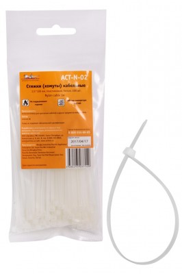 Стяжки (хомуты) кабельные 2,5*100 мм, пластиковые, белые, 100 шт. ACT-N-02 ACT-N-02 AIRLINE