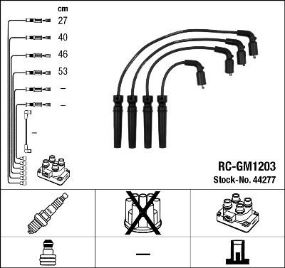 RC-GM1203 к-кт проводов!\ Chevrolet Aveo T200 1.4 03-08/Rezzo 1.6 03.05> 44277 NGK