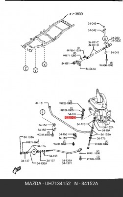 Втулка тяги стабилизатора MAZDA NISSAN Almera (95-),Sunny (90-) переднего нижняя UH71-34-152 MAZDA