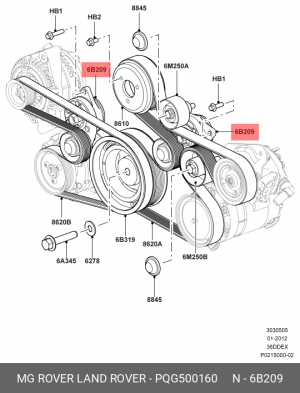 ролик натяжителя!\ Land Rover Range Rover Sport/Range Rover 02-09 PQG500160 LAND ROVER
