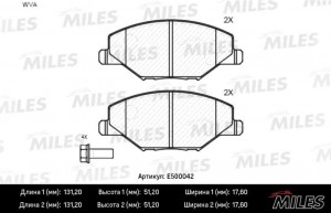 Колодки тормозные передние (Смесь CERAMIC серия PRO) VW POLO (RUS) 11-/SKODA FAB E500042 MILES