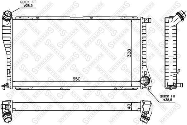 радиатор системы охлаждения!\ BMW E38/E39 2.0-3.0/3.0D/4.0D 98-03 10-25296-SX STELLOX