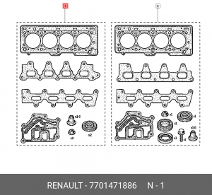 Прокладки двигателя верхний комплект 7701471886 7701471886 RENAULT
