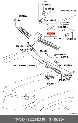 щетка стклоочист.лев.\ Toyota RAV 4 05>,Land Cruiser 200 09> 85222-42110 TOYOTA