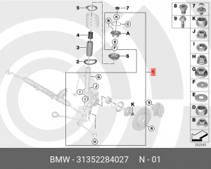 Опора амортизатора BMW 1 (E87),3 (E90),5 (E60),X1 (E84) переднего OE 31 35 2 284 027 BMW