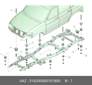 Подушка УАЗ-315195,3163 крепления кузова к раме верхняя (ОАО УАЗ) 316200500101800 UAZ UAZ