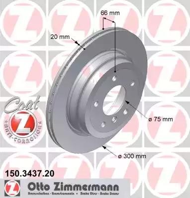 диск тормозной !задн. 300x20/66-5x120 \ BMW 1 E81/E87/3 E90/E91/E92/E93 150.3437.20 ZIMMERMANN