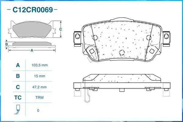 Тормозные колодки задние Low Metallic C12CR0069 C12CR0069 CWORKS