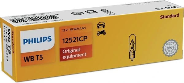 Лампа 12V WB T5 1W W2X4.6d бесцокольная PHILIPS 12521CP PHILIPS
