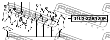 Комплект монтажный для дисковых колодок TOYOTA COROLLA 2000-2006 0103-ZZE120F 0103-ZZE120F FEBEST