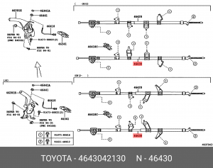 трос ручного тормоза левый!\ Toyota RAV4 III/Vanguard 2.0-2.2 D-4D 06> 46430-42130 TOYOTA