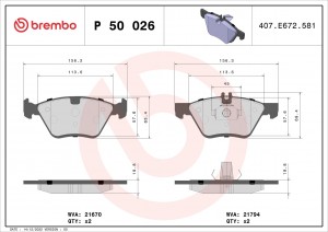 Колодки тормозные P50026 P50026 BREMBO