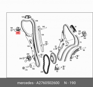 натяжитель цепи ГРМ правый!\ MB M276 11> A2760502600 MERCEDES BENZ
