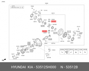 Сателлит дифференциала HYUNDAI HD65,72,78,County z=5.428 OE 535125H000 HYUNDAI KIA