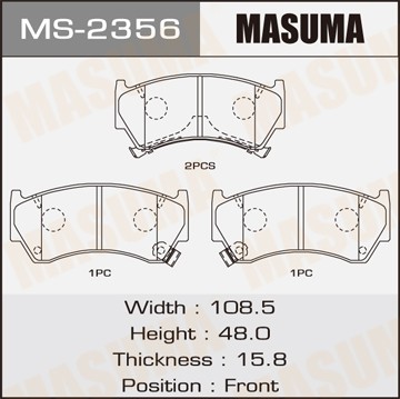 колодки дисковые перед.!\ Nissan Almera 1.4/1.6/2.0D 95-99/200SX 2.0 94> MS2356 MASUMA