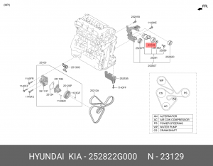 ролик натяжителя!\ Hyundai Sonata NF 2.0/2.4 06> 252822G000 HYUNDAI