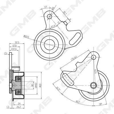 Ролик ГРМ HYUNDAI Starex H-1 (98-) (2.4),H-100 (2.4) натяжителя GMB GT10031 GMB
