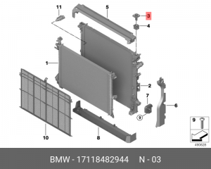 кронштейн радиатора!\ BMW G20/G21/G28/F90/G30/G31/G38/G32/G11 17118482944 BMW