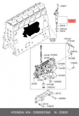 Форсунка HYUNDAI HD160,170 дв.D6ABDD ЕВРО-3 OE 3380083560 HYUNDAI KIA