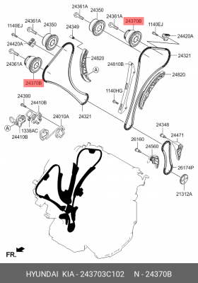 Шестерня HYUNDAI Santa Fe (10-) KIA Mohave (07-) (3.5) распредвала выпускного OE 243703C102 HYUNDAI KIA