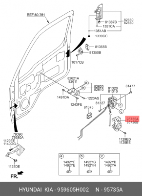 Привод замка двери HYUNDAI HD65,72,78 левой OE 959605H002 HYUNDAI KIA