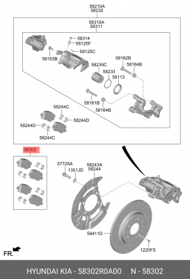 Колодки тормозные KIA Carnival (20-) задние (4шт.) OE 58302R0A00 HYUNDAI KIA