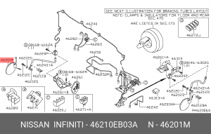 шланг тормозной передний правый!\ Nissan Navara/Pathfinder 01> 46210-EB03A NISSAN
