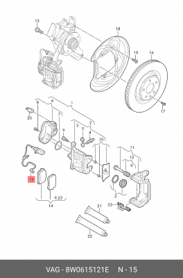 Датчик износа тормозных колодок AUDI A4 (15-) задний (1шт.) OE 8W0 615 121 E VAG