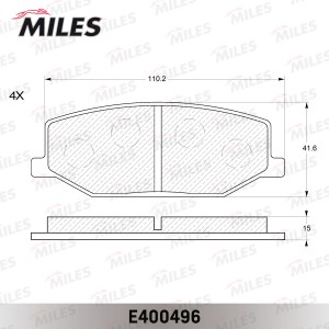 Колодки тормозные передние (без датчика) (Смесь Low-Metallic) SUZUKI JIMNY/SAMUR E400496 MILES