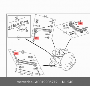 Болт MERCEDES S (W140) тяги задней верхней поперечной OE A 001 990 67 12 MERCEDES BENZ