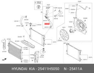 Патрубок HUYNDAI Accent (17-20) системы охлаждения OE 25411H5050 HYUNDAI KIA