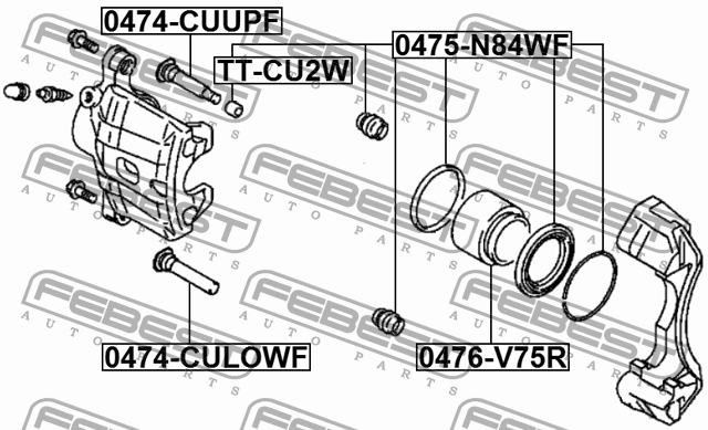 Ремкомплект суппорта тормозного переднего MITSUBISHI CHARIOT 97-03 0475-N84WF 0475-N84WF FEBEST