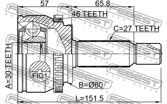ШРУС наружный HYUNDAI Elantra (11-15) комплект FEBEST 1210-SD11A46 FEBEST