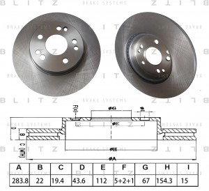 диск тормозной передний! 284x22\ MB S124/W124/W201 2.3-3.0TD 85> BS0645 BLITZ
