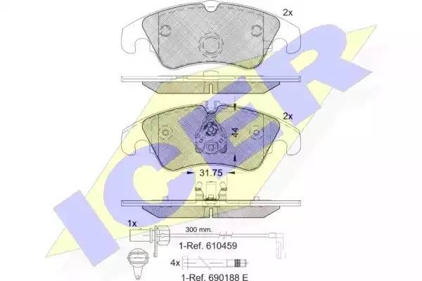 181862 колодки дисковые передние!\ Audi A4 3.0TDi Quattro/3.2FSi Quattro 08> 181862 ICER
