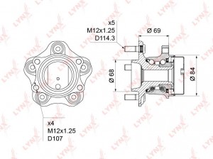 Ступица задняя в сборе (с ABS) подходит для NISSAN Qashqai 1.5D-2.0D 2WD 07 / X- WH-1231 LYNXAUTO