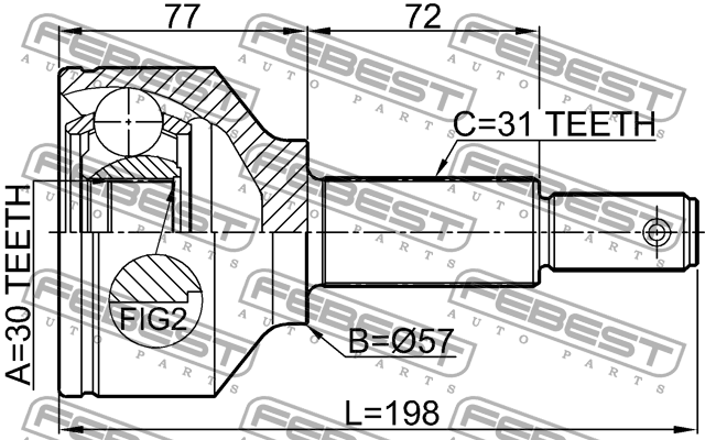 ШРУС внешний FORD TRANSIT TTG 2014- [EU] 2110-TTF330 2110-TTF330 FEBEST