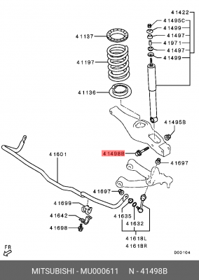 болт переднего рычага!\ Mitsubishi MU000611 MITSUBISHI