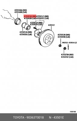 Подшипник FR ступицы COROLLA TOYOTA 90363-T0018 90363-T0018 TOYOTA