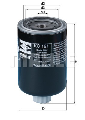 фильтр топливный! со сливом, 13/16-18 h168\ CUMMINS, CASE KC191 MAHLE KNECHT