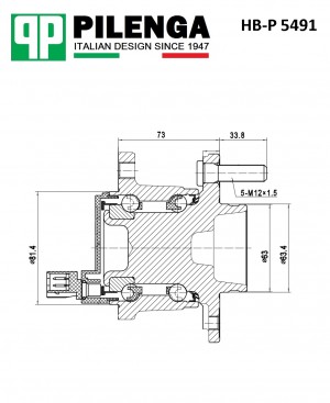 Ступица с подшипником в сборе задняя MONDEO IV HB-P5491 HBP5491 PILENGA