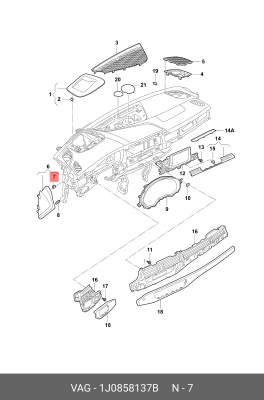 пистон крепежный!\ Audi A3/A4/A5/A6/A7/A8 04>, VW Golf 00> 1J0 858 137 B VAG
