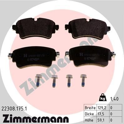 колодки дисковые !задн. 129x59x18  Audi A4/A5/Q7 22308.175.1 ZIMMERMANN