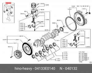 04133E0140 КОМПЛЕКТ ПАЛЬЦА ПОРШНЯ (04133E0140) 04133E0140 HINO