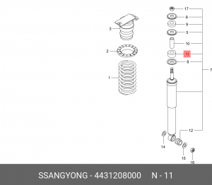 Втулка амортизатора SSANGYONG Actyon (06-),Kyron (05-),Rexton (02-) переднего ни 4431208000 SSANG YONG