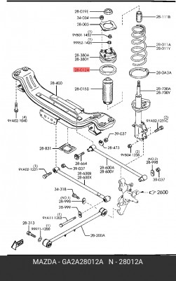 Прокладка пружины MAZDA 626 91-/MX-6 91- задней верхняя GA2A-28-012A MAZDA