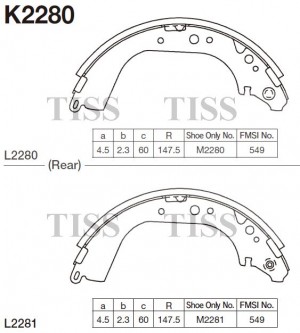 Колодки торм. барабанные Toyota Land Cruiser J7 all 88-93,J8 90-97 K2280 K2280 MK KASHIYAMA